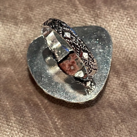 Strawberry Jasper Silver Triangle Ring size 7.75 - Picture 5 of 8